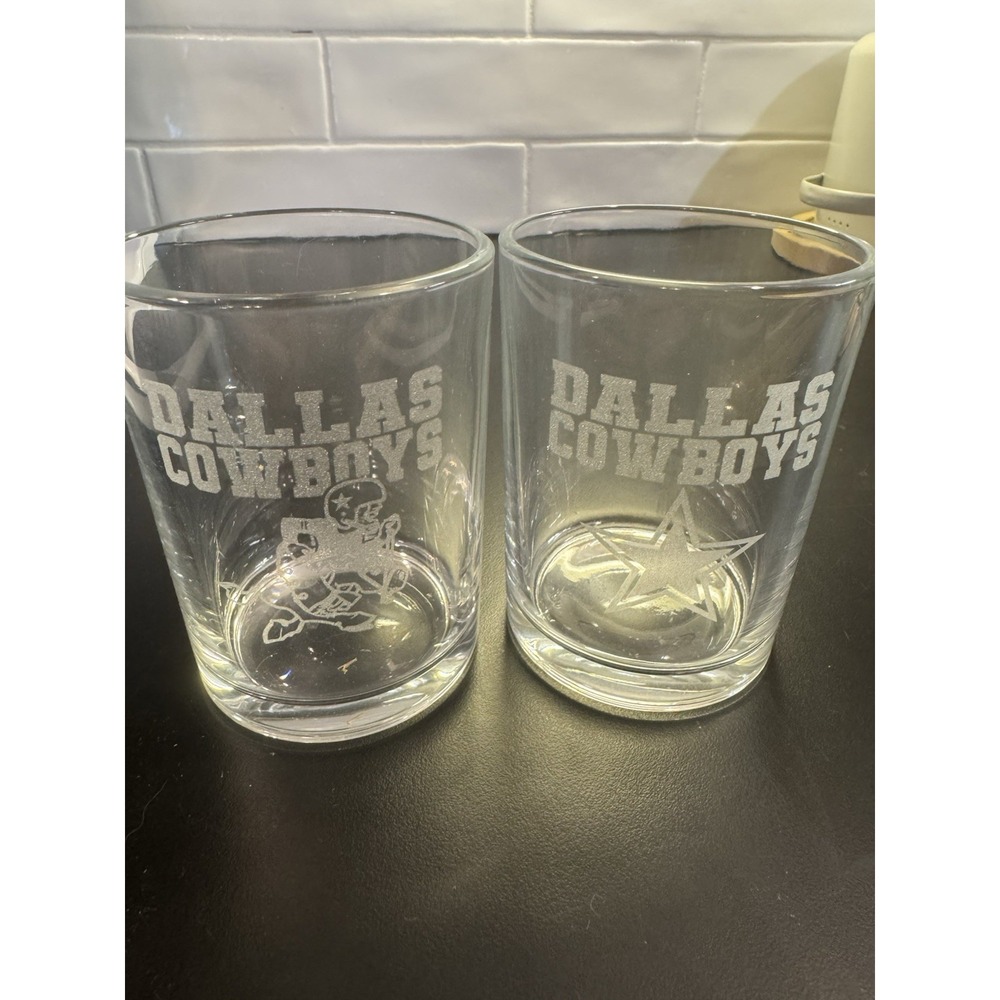2 NFL Dallas Cowboys Rocks Glass Double Old-Fashioned Glasses 14oz‎ Capacity